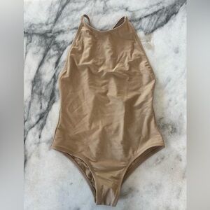 Static Swimwear Nude Tan High-Neck Swimsuit Sz S